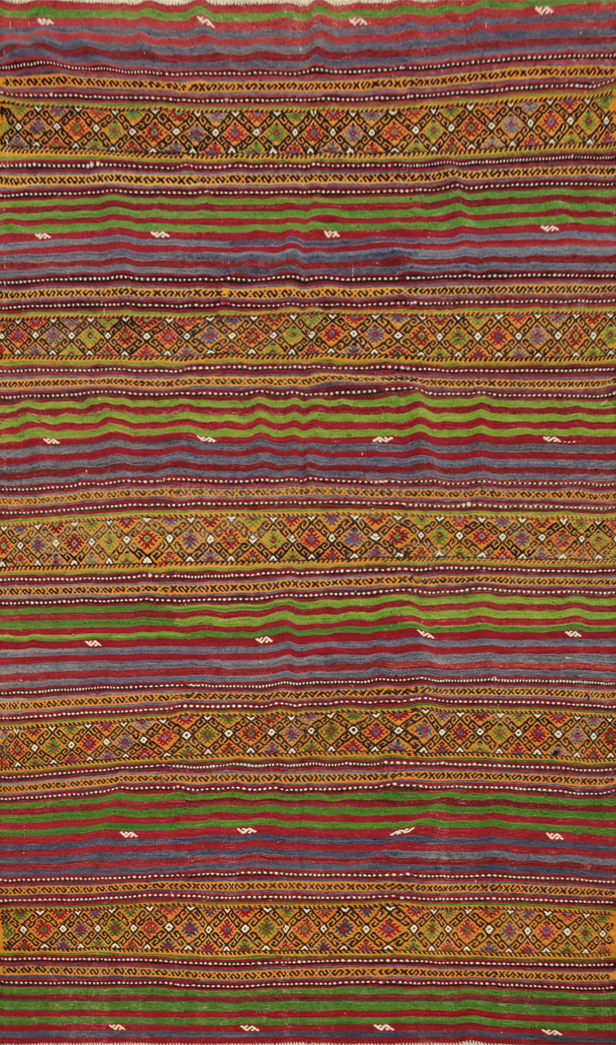 Vegetable Dye Kilim Striped Wool Area Rug 6x9