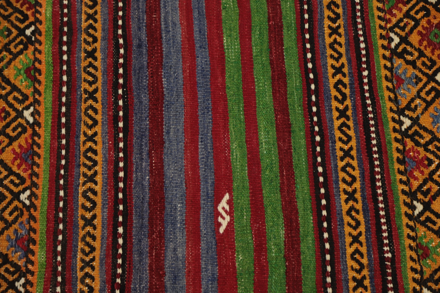 Vegetable Dye Kilim Striped Wool Area Rug 6x9