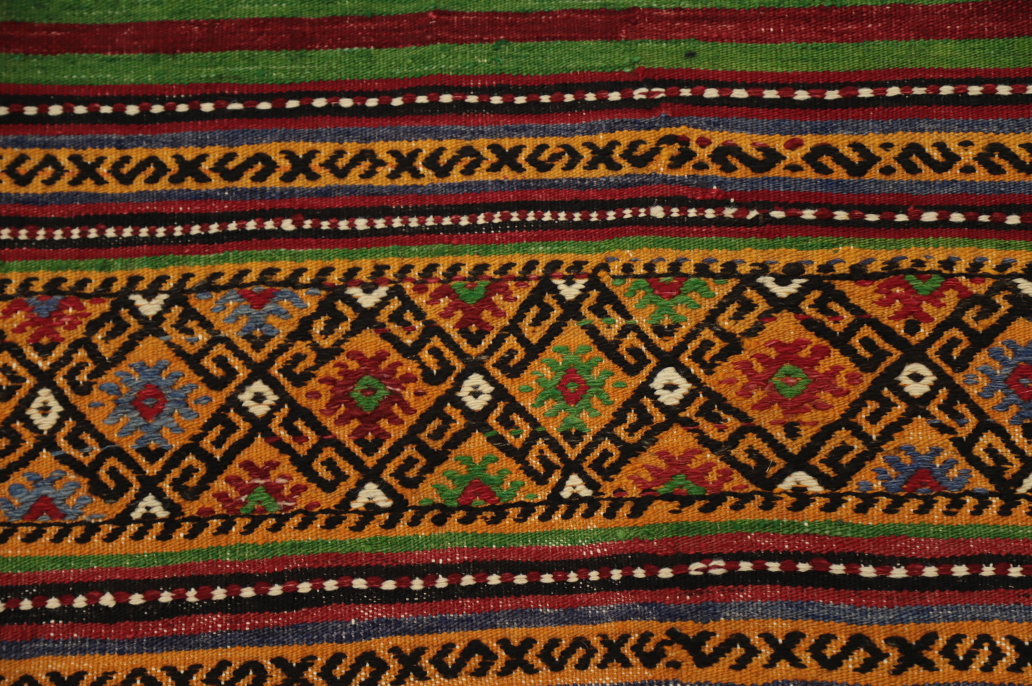 Vegetable Dye Kilim Striped Wool Area Rug 6x9