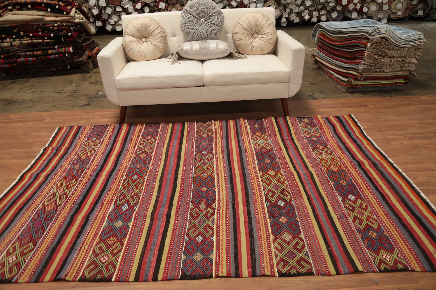 Vegetable Dye Kilim Turkish Area Rug 6x8