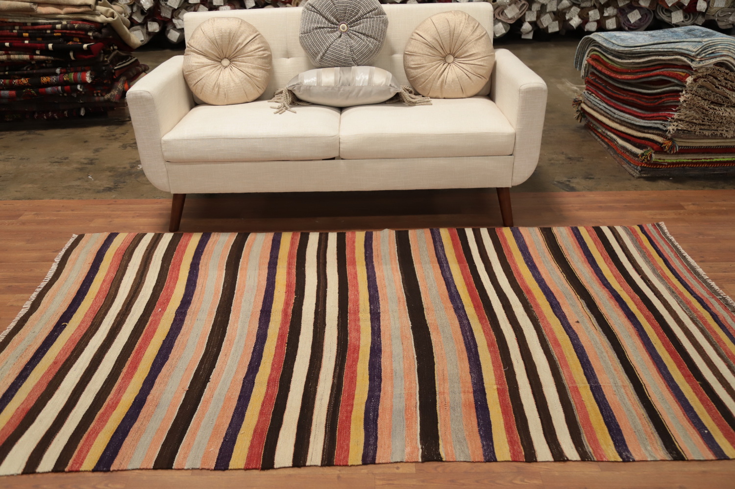 Vegetable Dye Kilim Turkish Area Rug 5x8