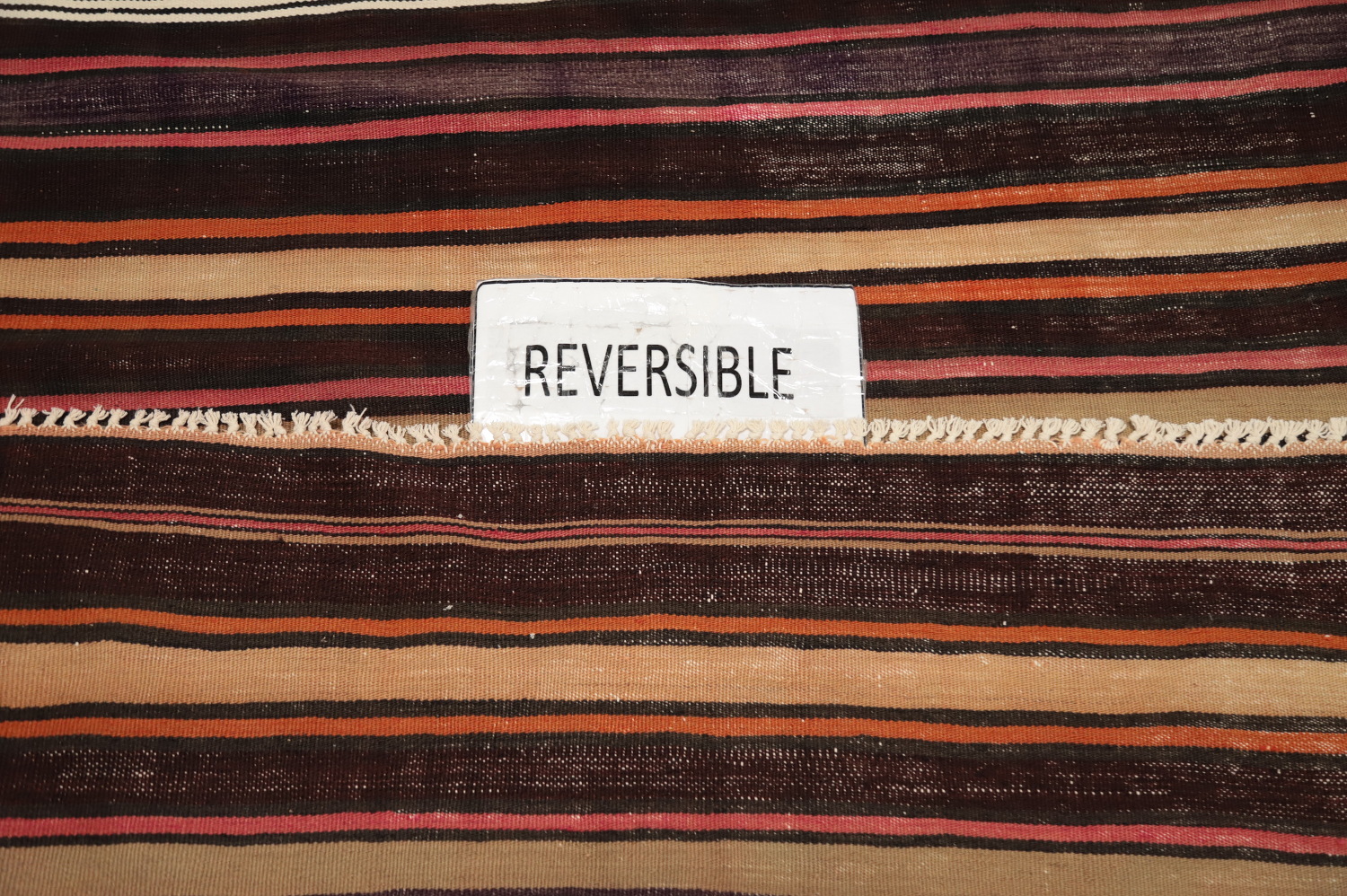 Elegant Striped Kilim Area Rug 5x8 with Earth Tones