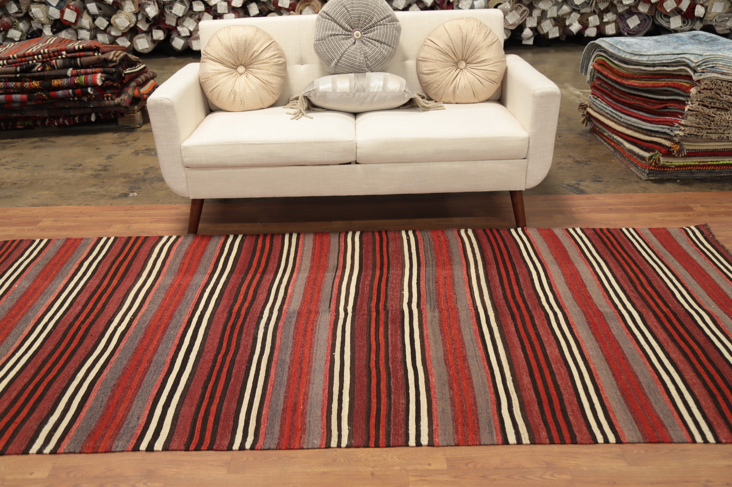 Striped Kilim Area Rug 5x10 Perfect for Cozy Living Spaces