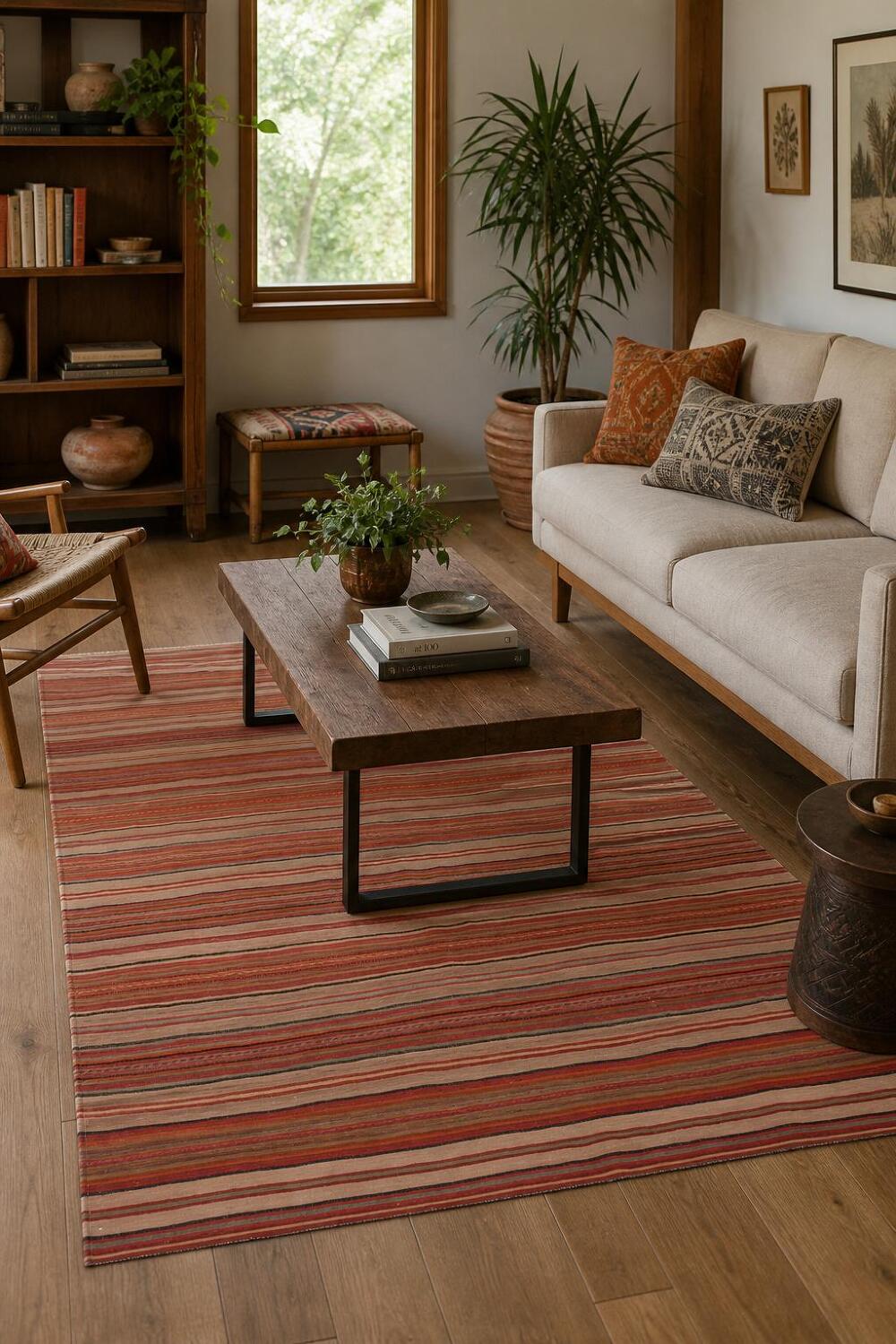 Vegetable Dye Kilim Turkish Area Rug 5x8