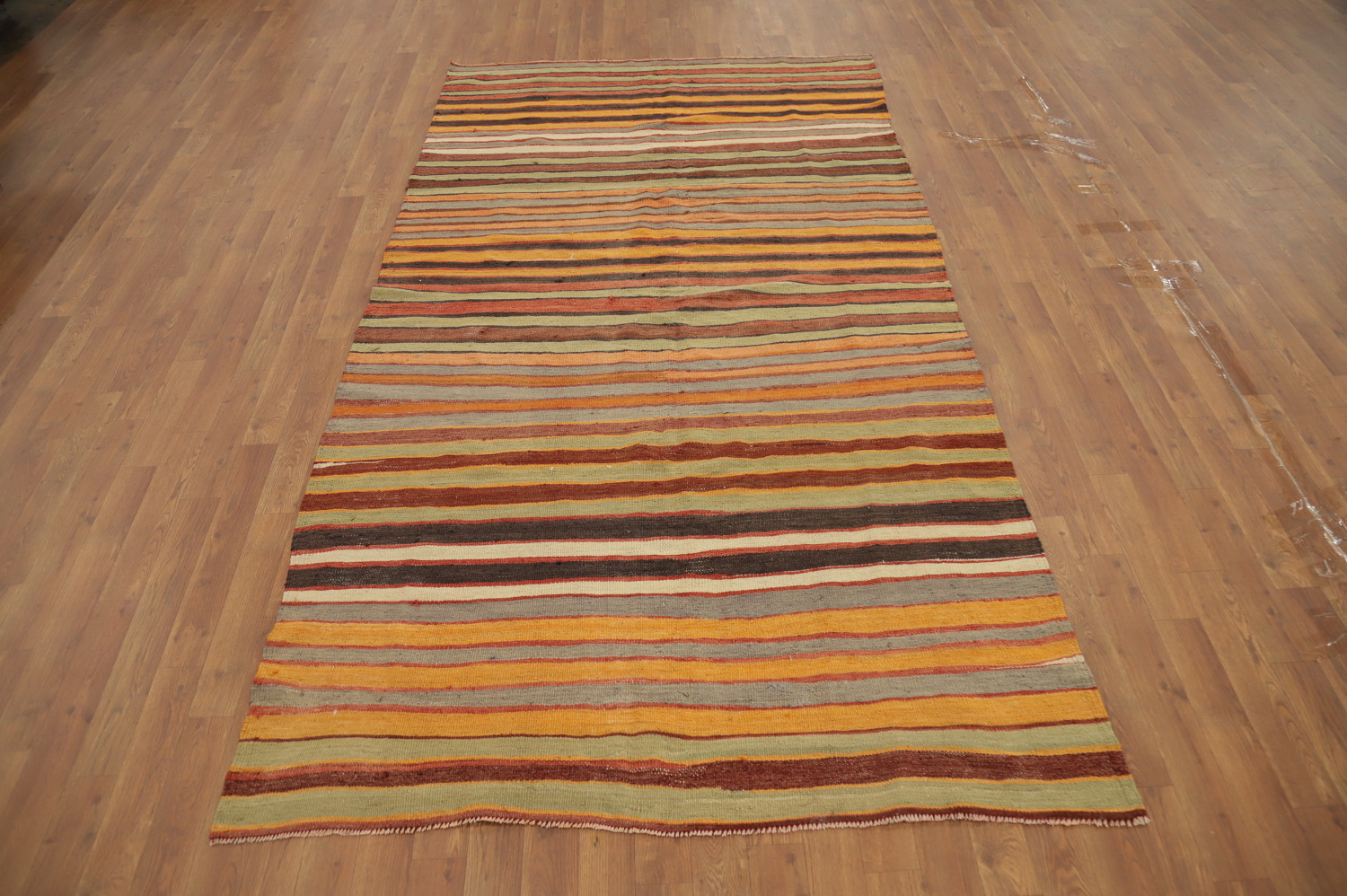 Vibrant Earthy Striped Kilim Area Rug 5x9 for Cozy Home Interiors