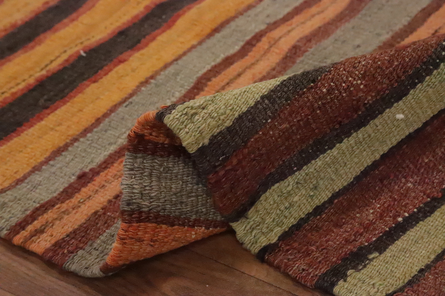 Vibrant Earthy Striped Kilim Area Rug 5x9 for Cozy Home Interiors
