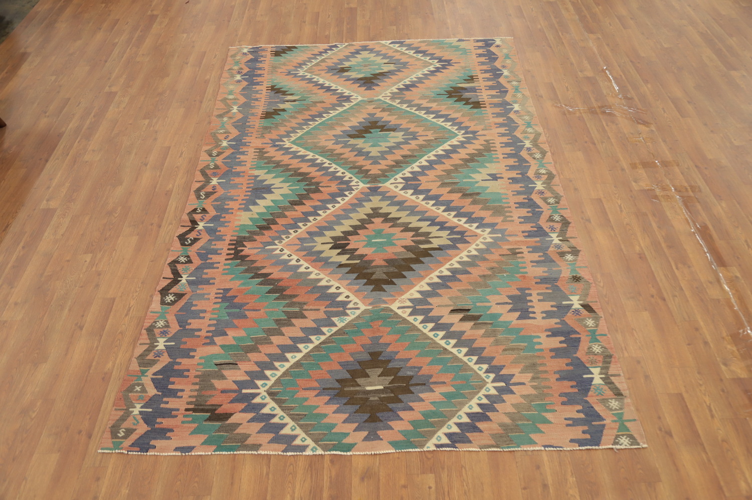 Vegetable Dye Kilim Geometric Area Rug 6x9
