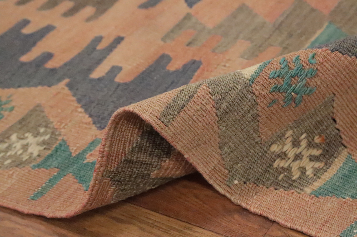 Vegetable Dye Kilim Geometric Area Rug 6x9