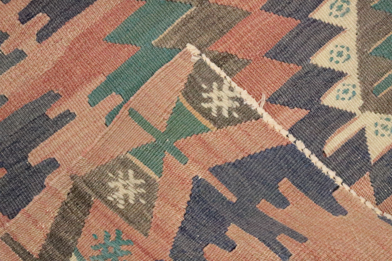 Vegetable Dye Kilim Geometric Area Rug 6x9