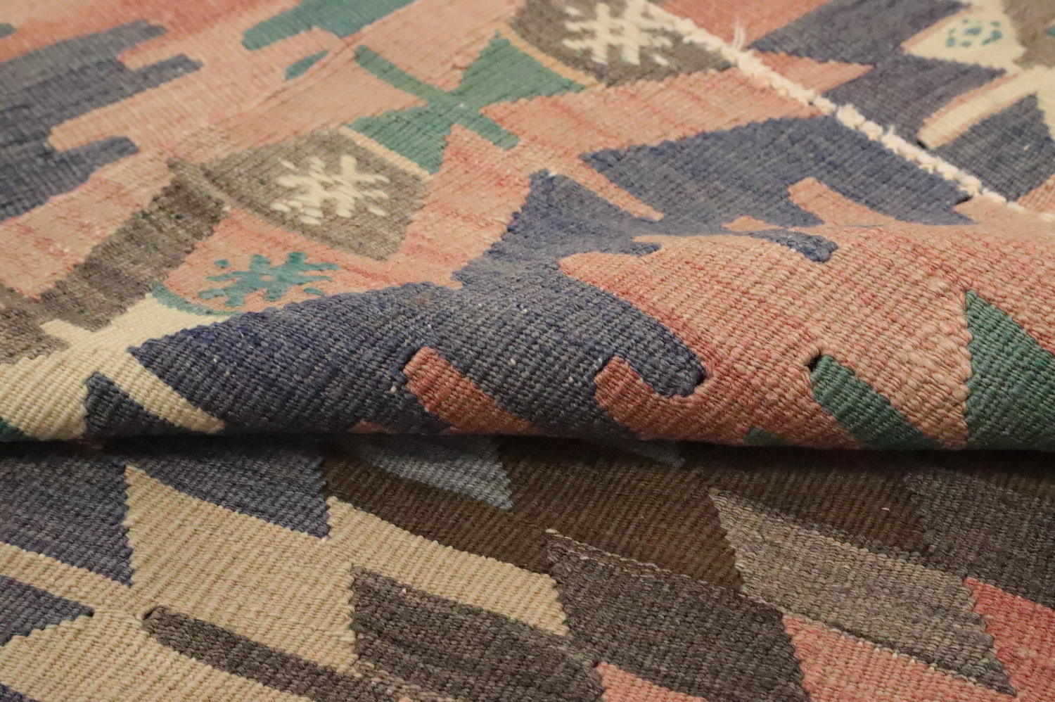 Vegetable Dye Kilim Geometric Area Rug 6x9