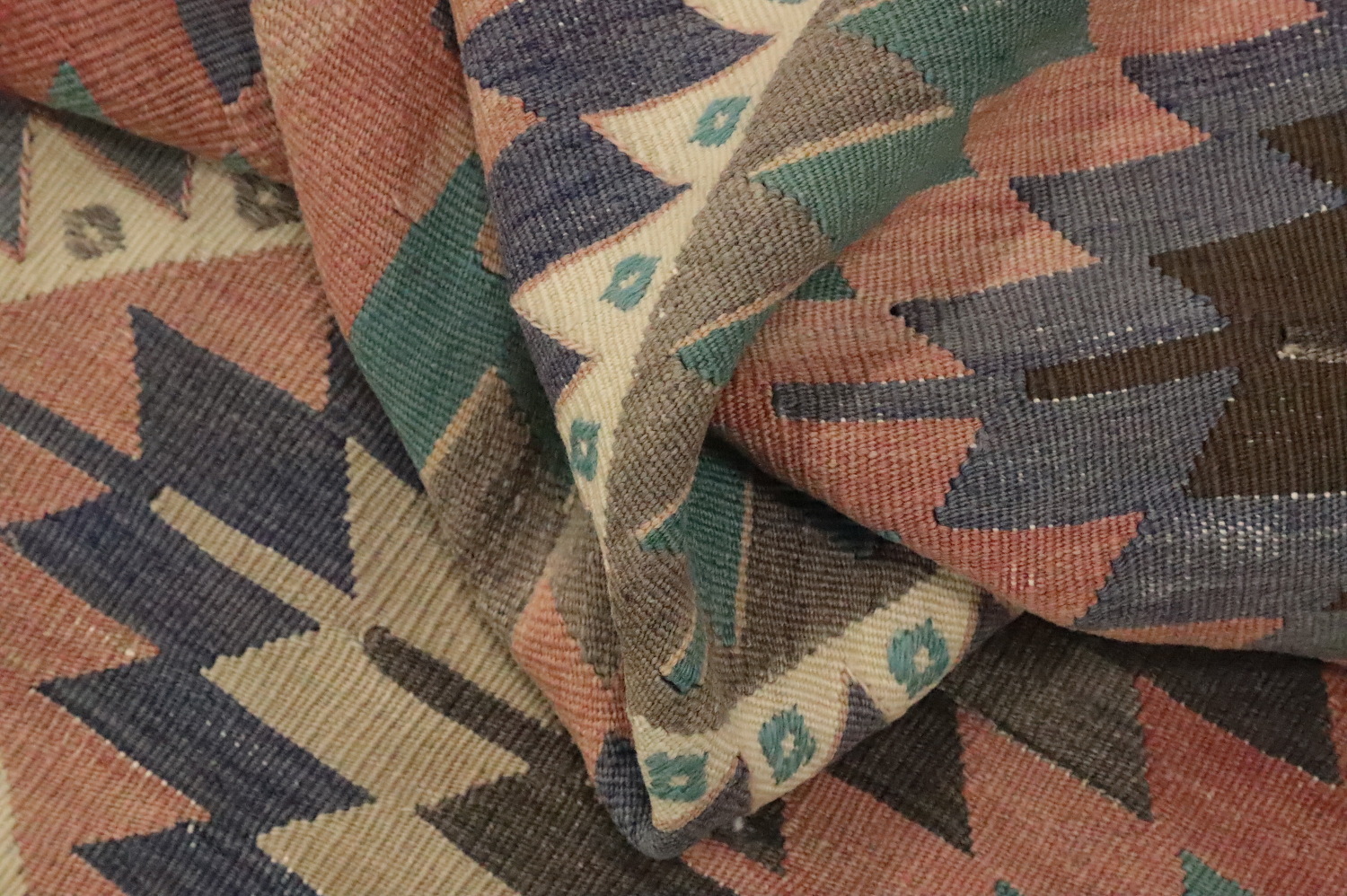 Vegetable Dye Kilim Geometric Area Rug 6x9
