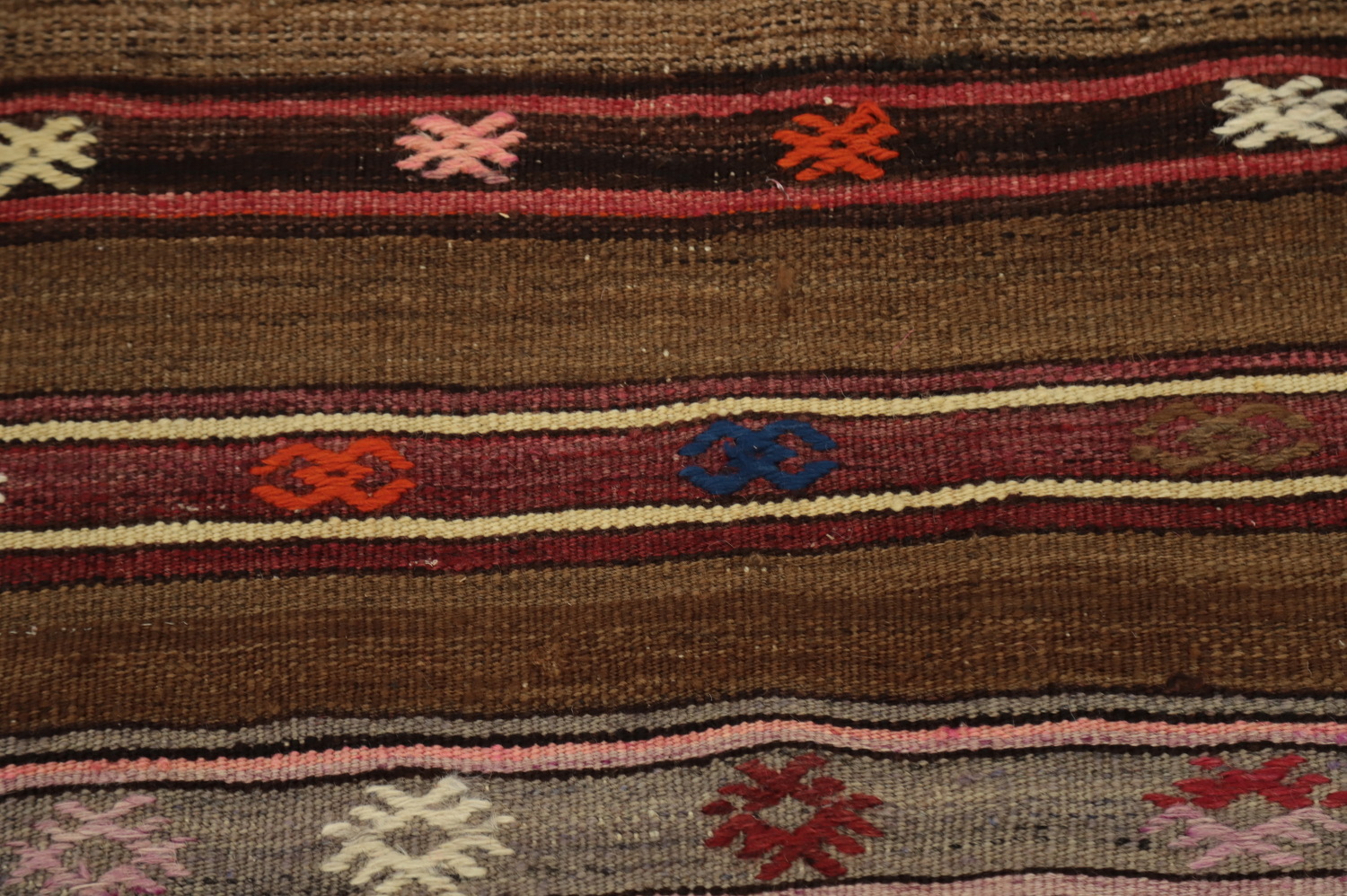 Rustic Striped Handwoven Kilim Area Rug 5x8