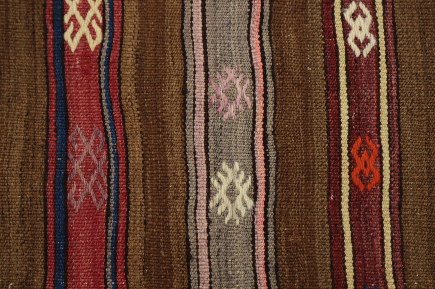 Rustic Striped Handwoven Kilim Area Rug 5x8