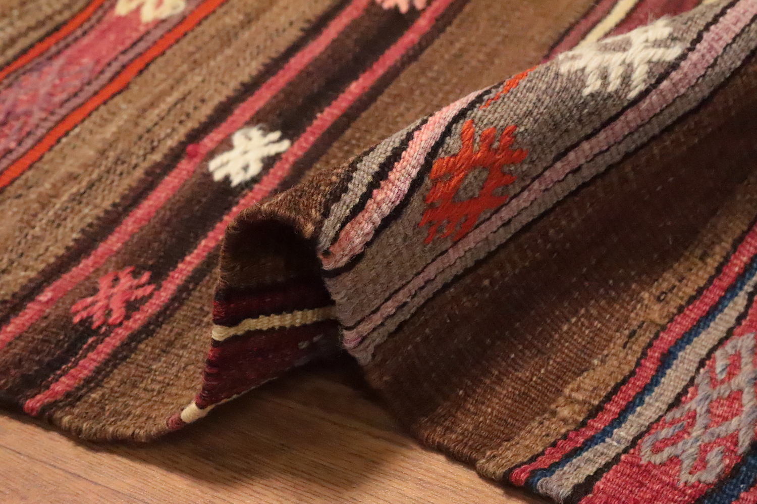Rustic Striped Handwoven Kilim Area Rug 5x8