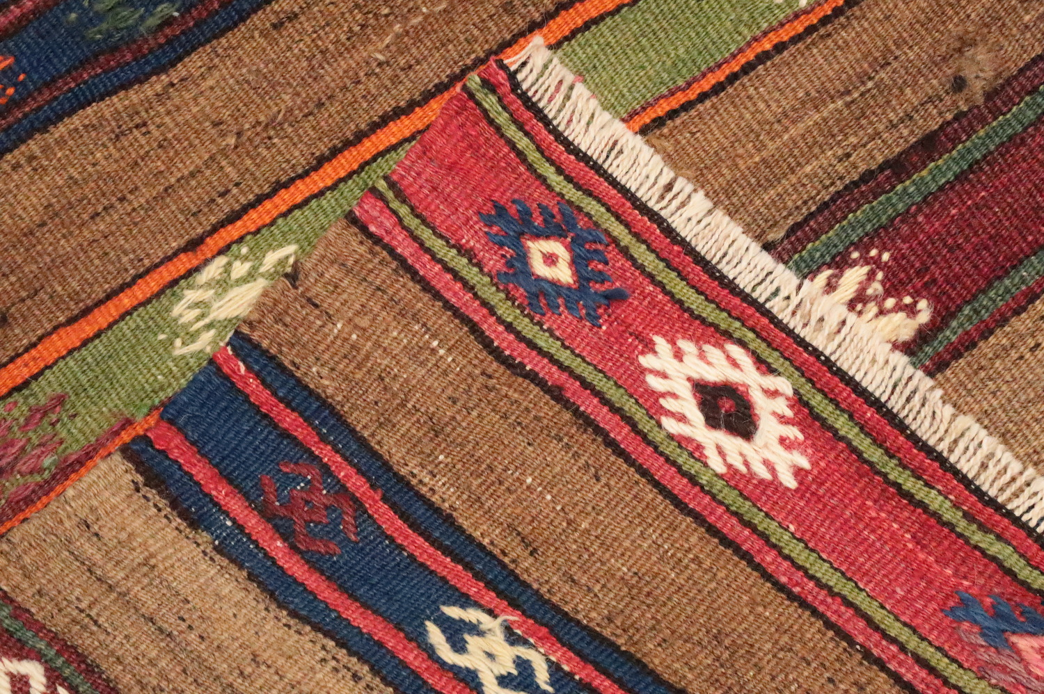 Rustic Striped Handwoven Kilim Area Rug 5x8