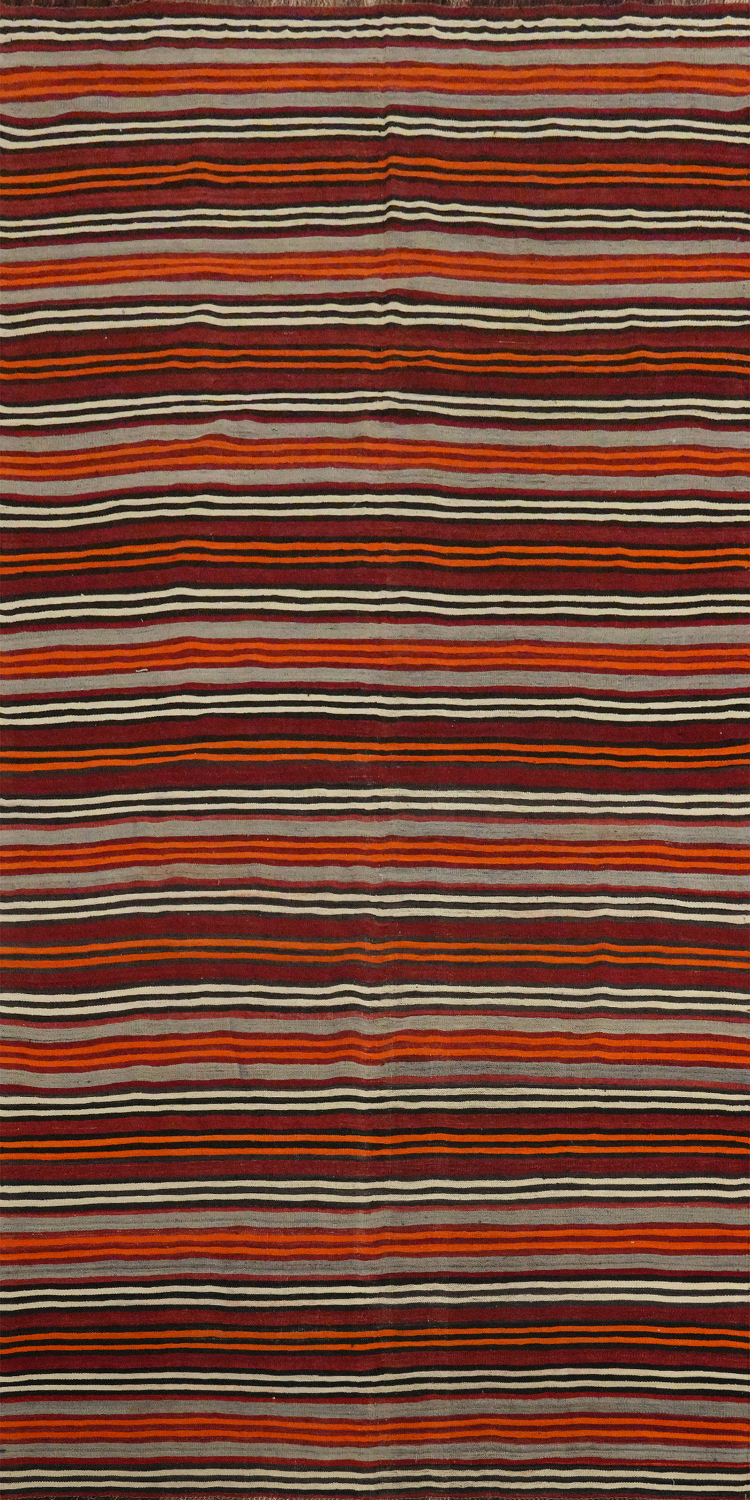 Vibrant Stripes Handmade Wool Kilim Area Rug 5x11