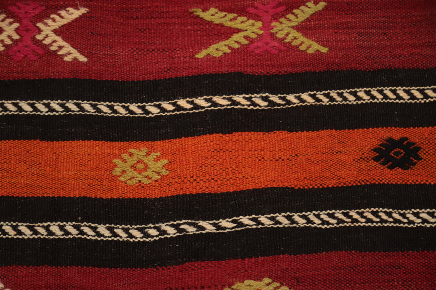 Vegetable Dye Kilim Striped Wool Area Rug 6x8