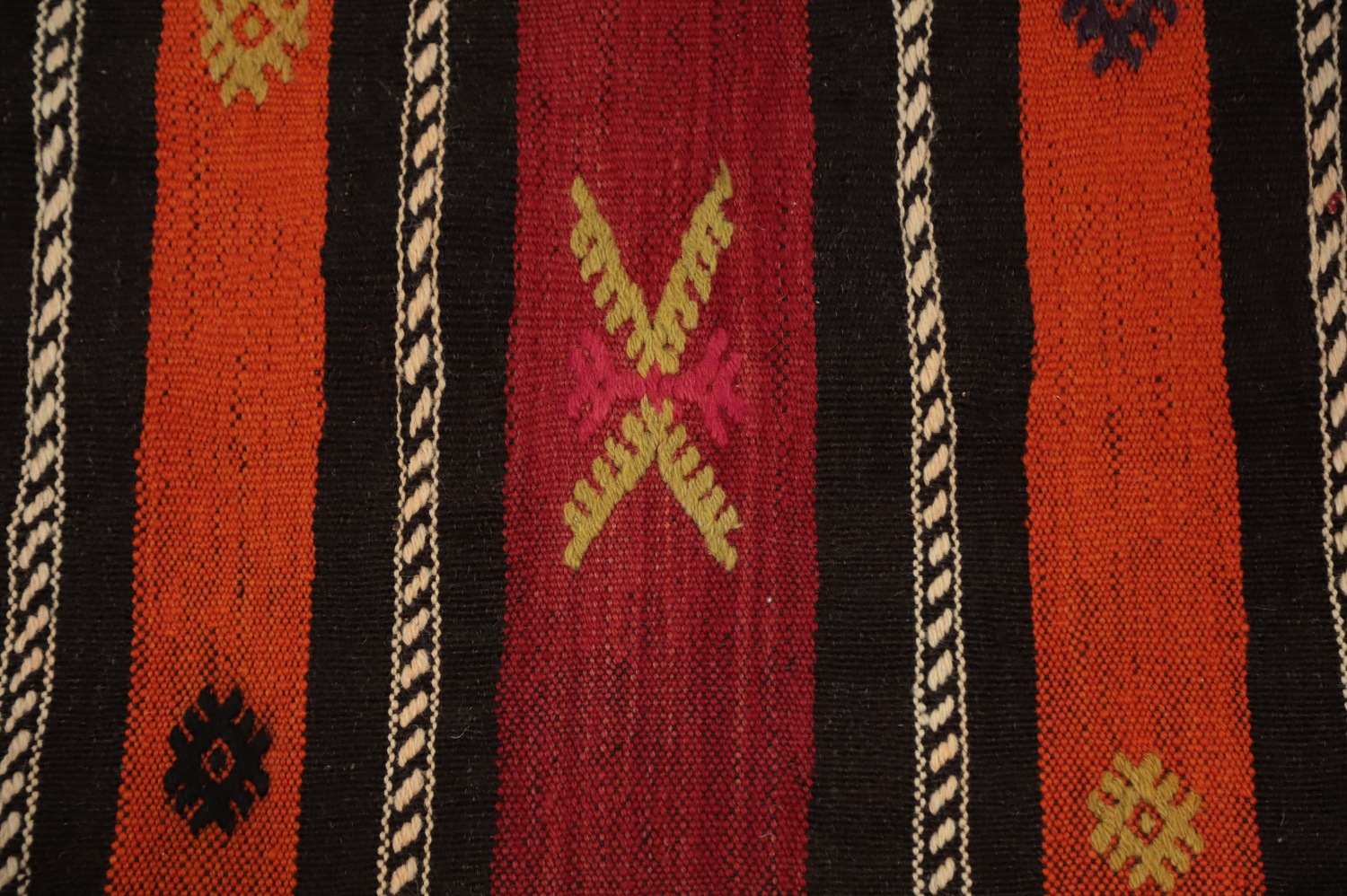 Vegetable Dye Kilim Striped Wool Area Rug 6x8