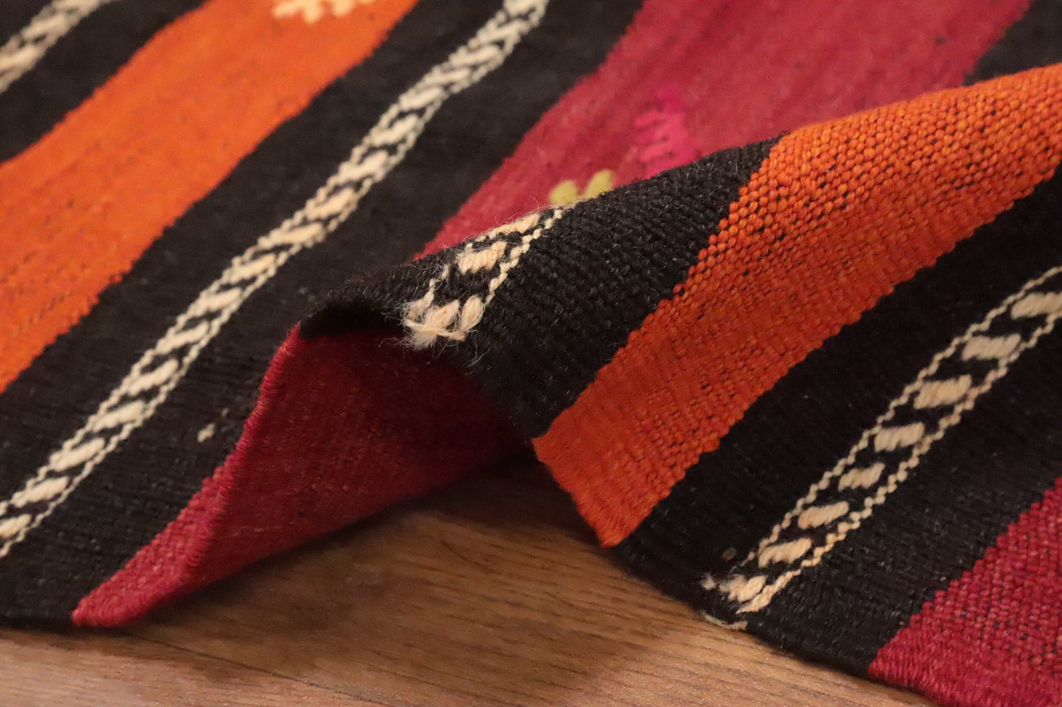 Vegetable Dye Kilim Striped Wool Area Rug 6x8