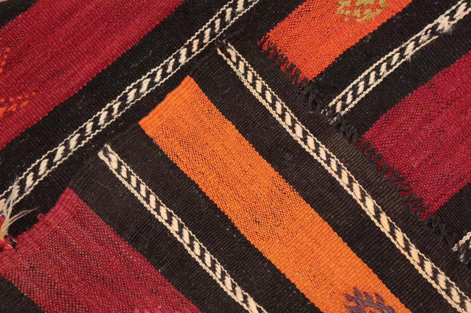 Vegetable Dye Kilim Striped Wool Area Rug 6x8