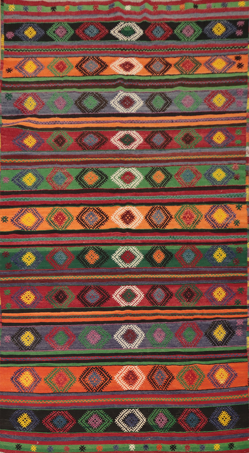 Vibrant Geometric Kilim Area Rug 6x10 for Bohemian Living Rooms