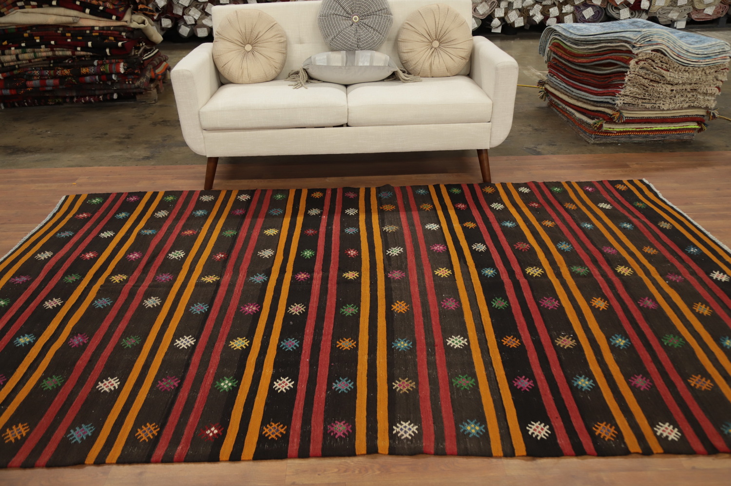 Vegetable Dye Kilim Turkish Area Rug 6x10