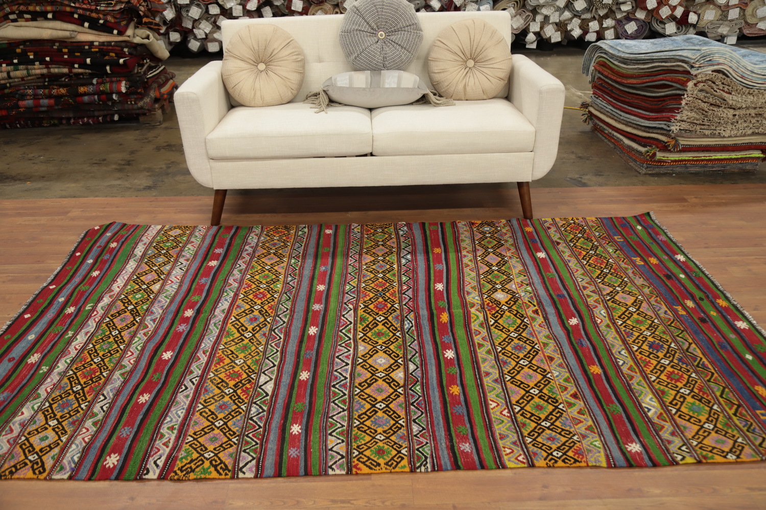 Vegetable Dye Kilim Turkish Area Rug 5x8