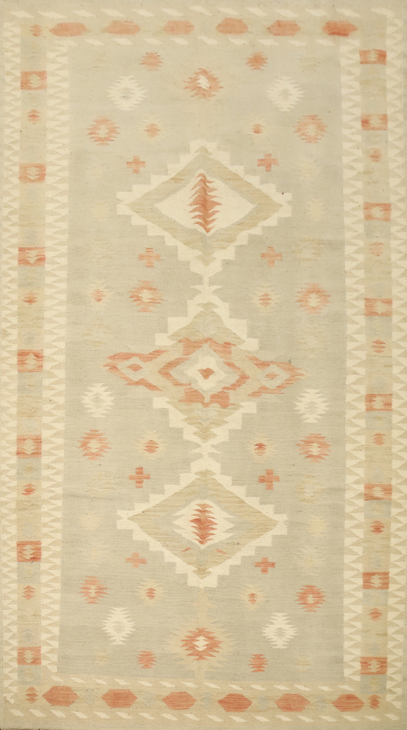 Vegetable Dye Geometric Kilim Handwoven Area Rug 5x8