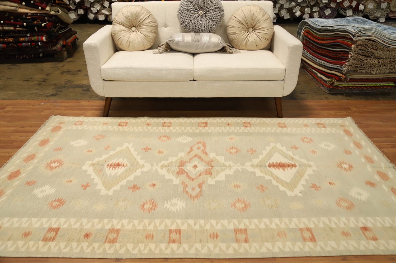 Vegetable Dye Geometric Kilim Handwoven Area Rug 5x8