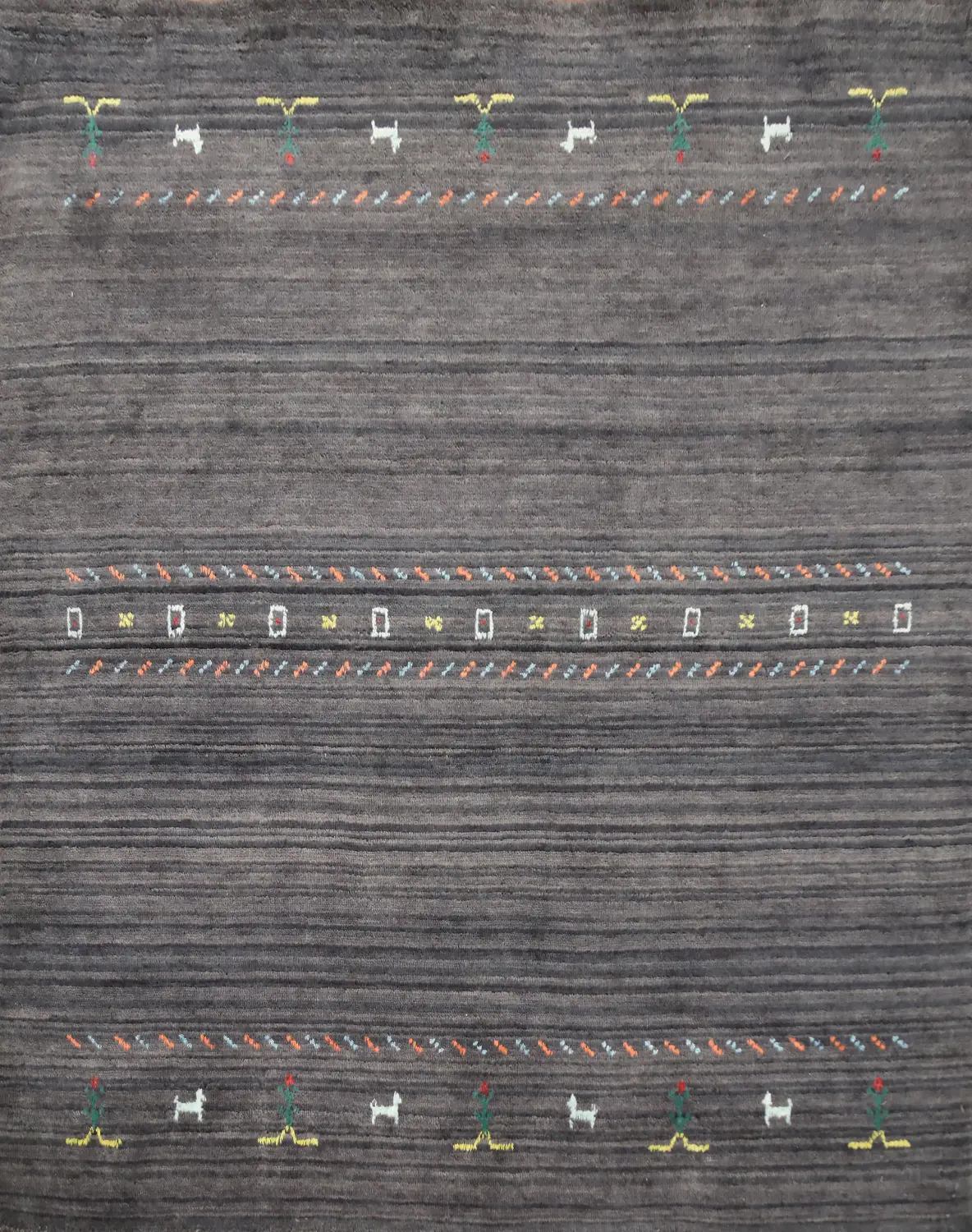 Rustic Charm Gray Gabbeh Rug 5x5 in Subtle Earthy Tones