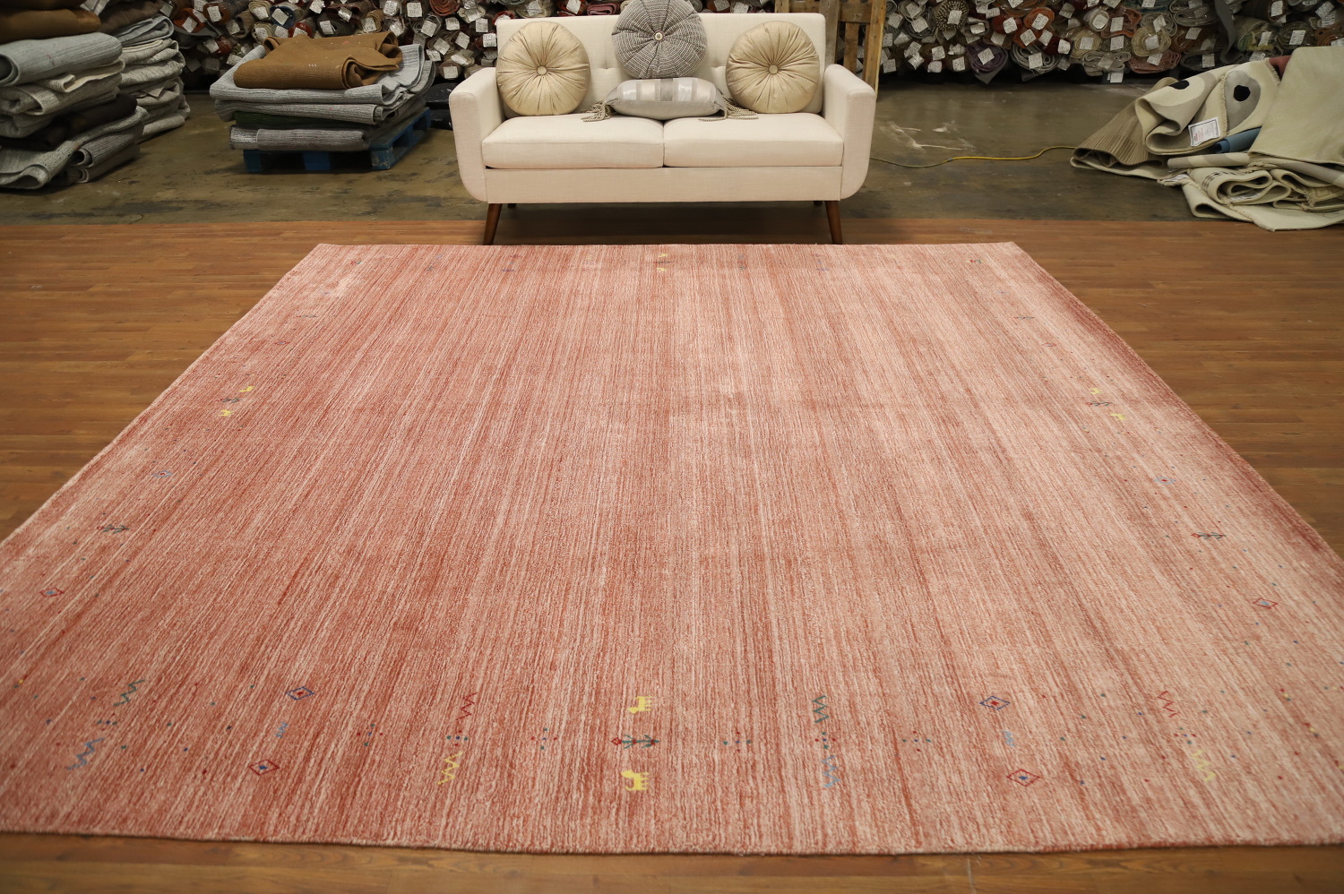 Natural Charm: Terracotta Gabbeh Square Area Rug 10x10