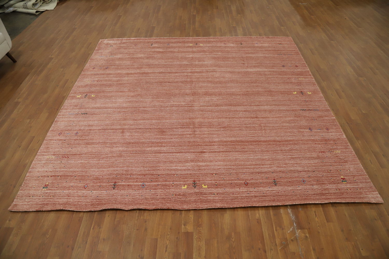 Natural Charm: Terracotta Gabbeh Square Area Rug 10x10