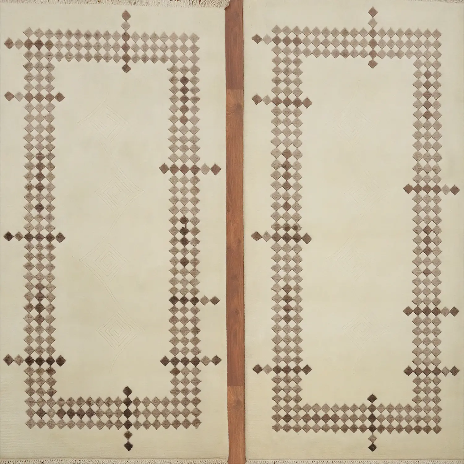 Set of Two Modern Wool Geometric Nepalese Oriental Rug 3x5