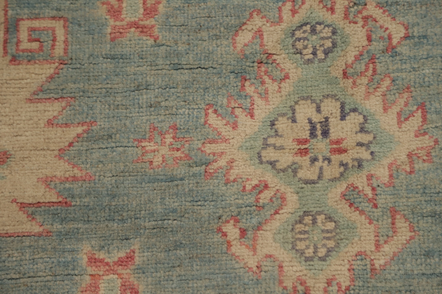 Blue Geometric Kazak Vegetable Dye Area Rug 8x10