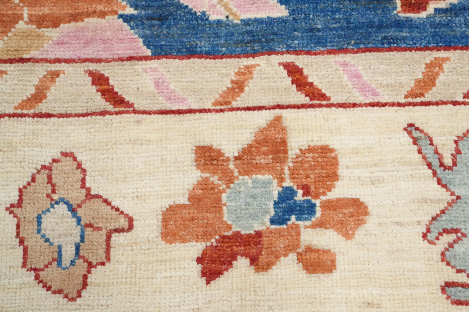 Vegetable Dye Blue Floral Oushak Area Rug 8x10