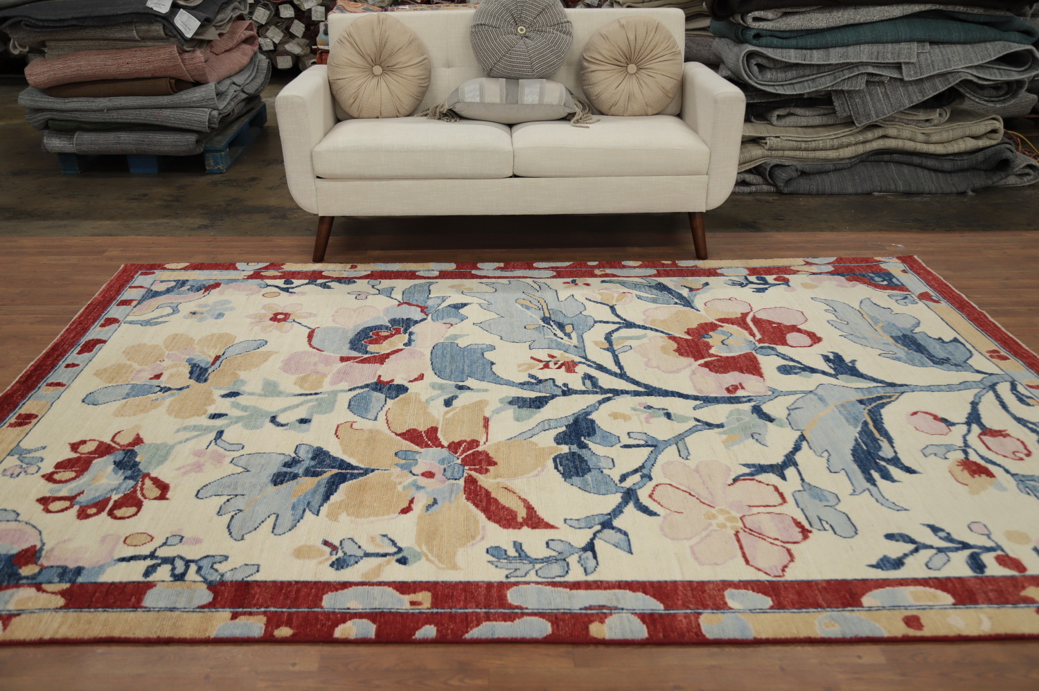 Vegetable Dye Floral Oushak Oriental Area Rug 7x10