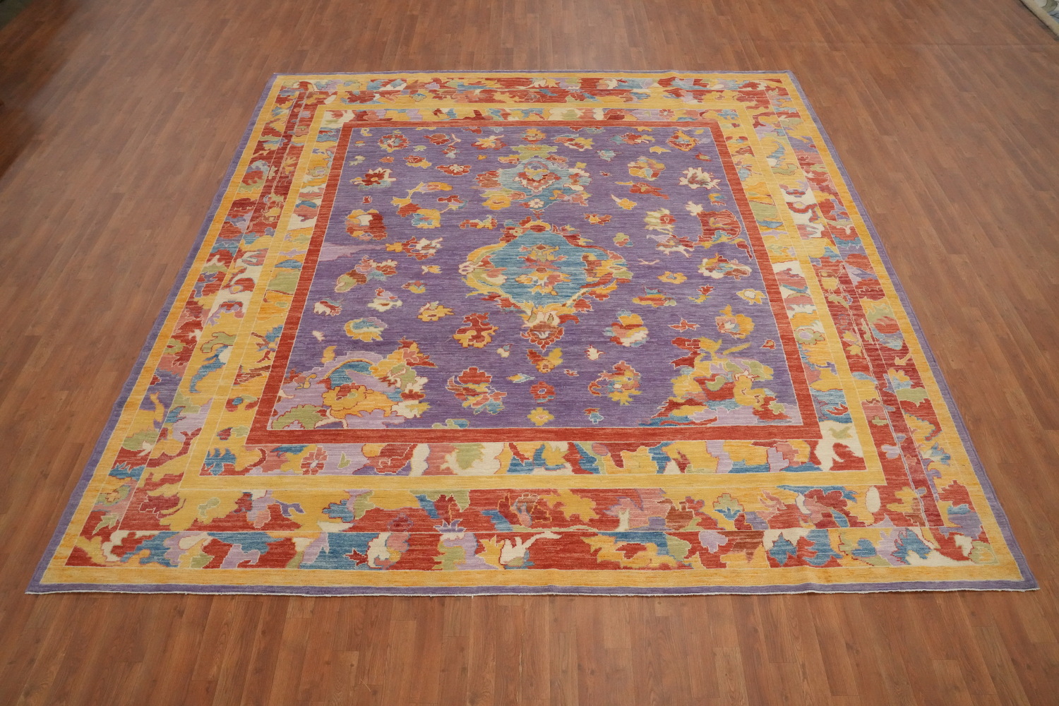 Purple Wool Oushak Vegetable Dye Large Rug 11x11