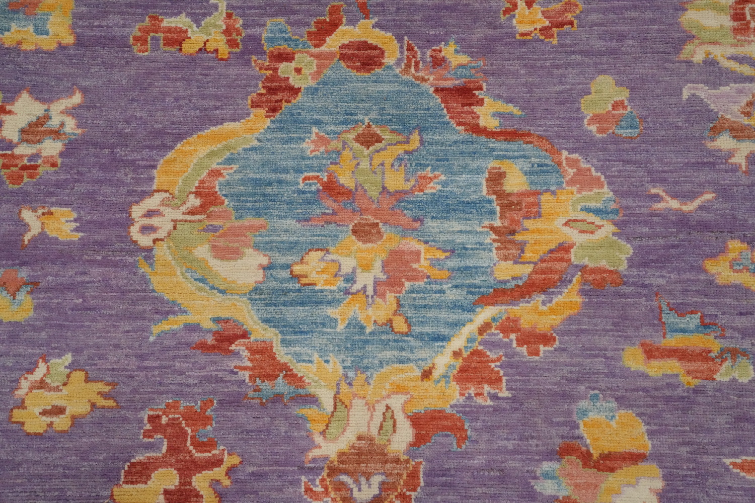 Purple Wool Oushak Vegetable Dye Large Rug 11x11