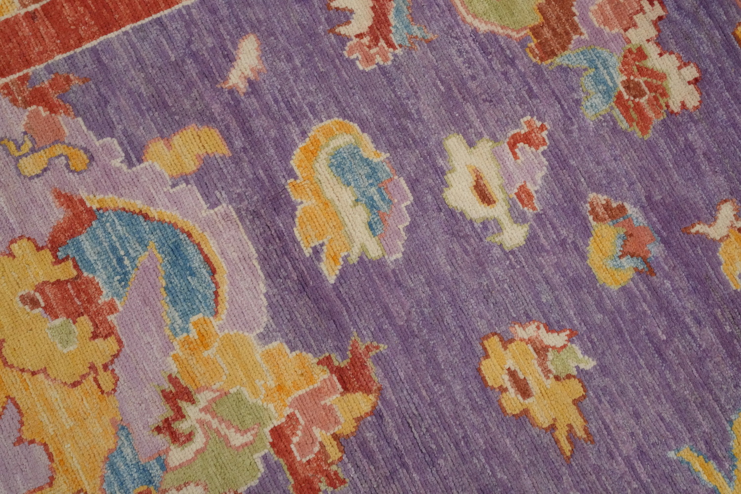 Purple Wool Oushak Vegetable Dye Large Rug 11x11