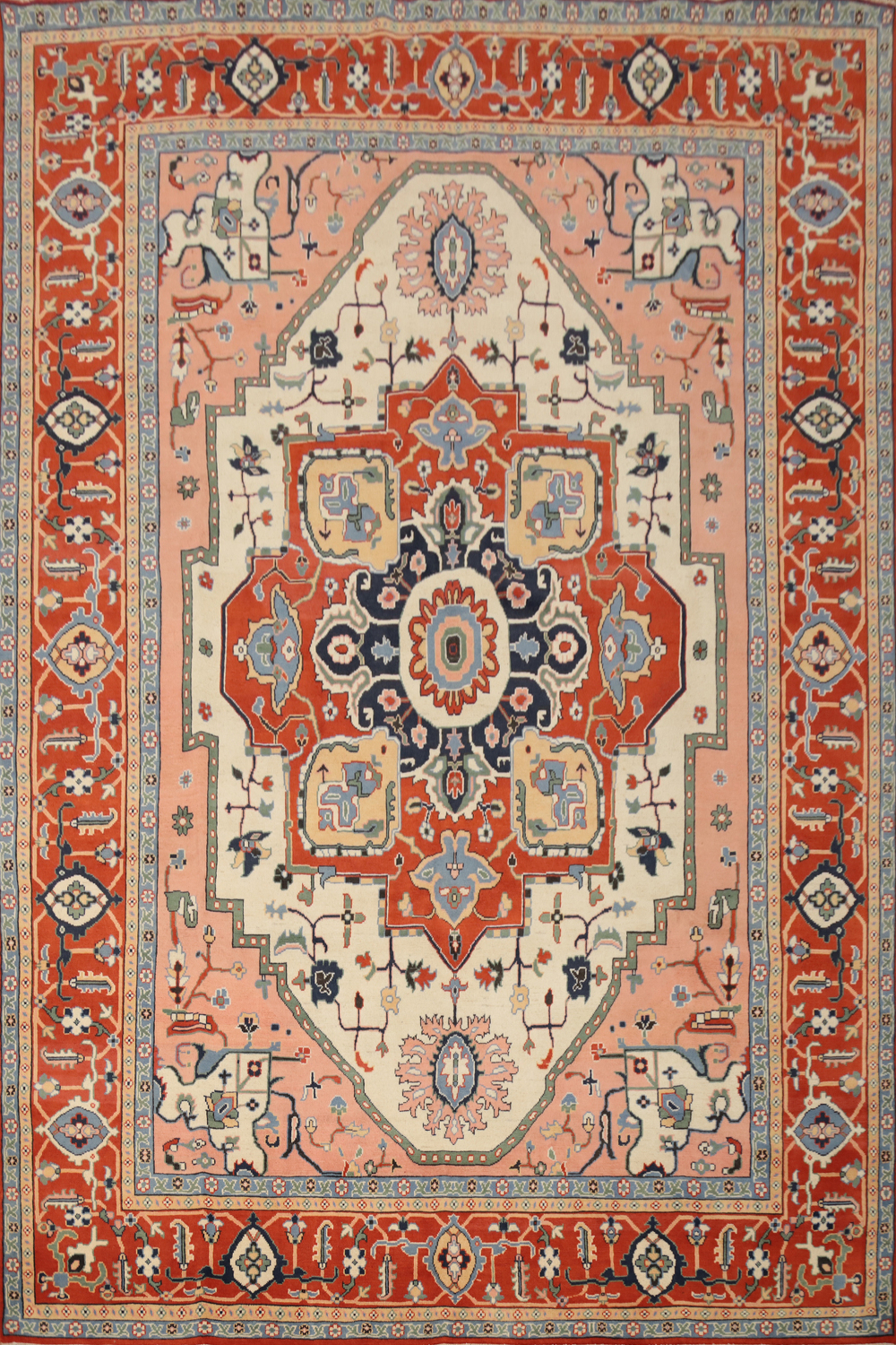 Geometric Heriz Serapi Vegetable Dye Area Rug 9x12