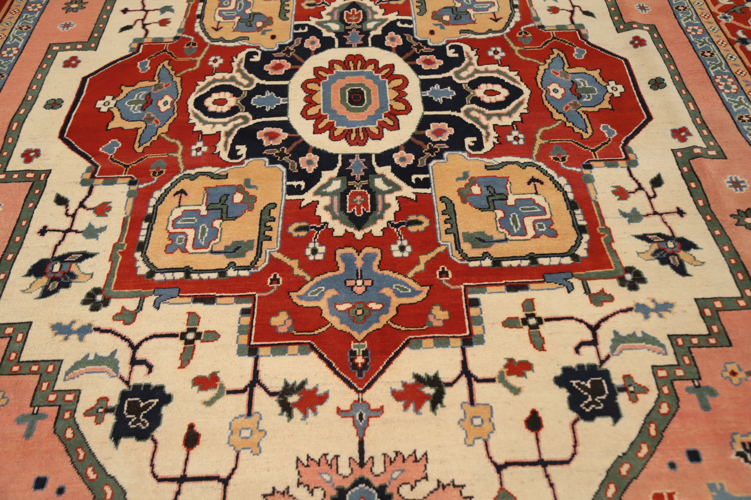 Geometric Heriz Serapi Vegetable Dye Area Rug 9x12