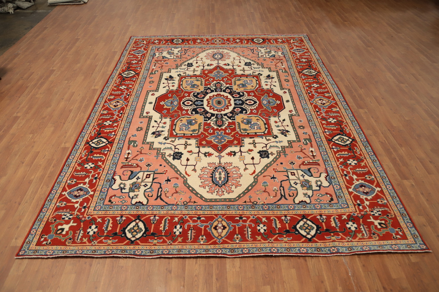 Geometric Heriz Serapi Vegetable Dye Area Rug 9x12