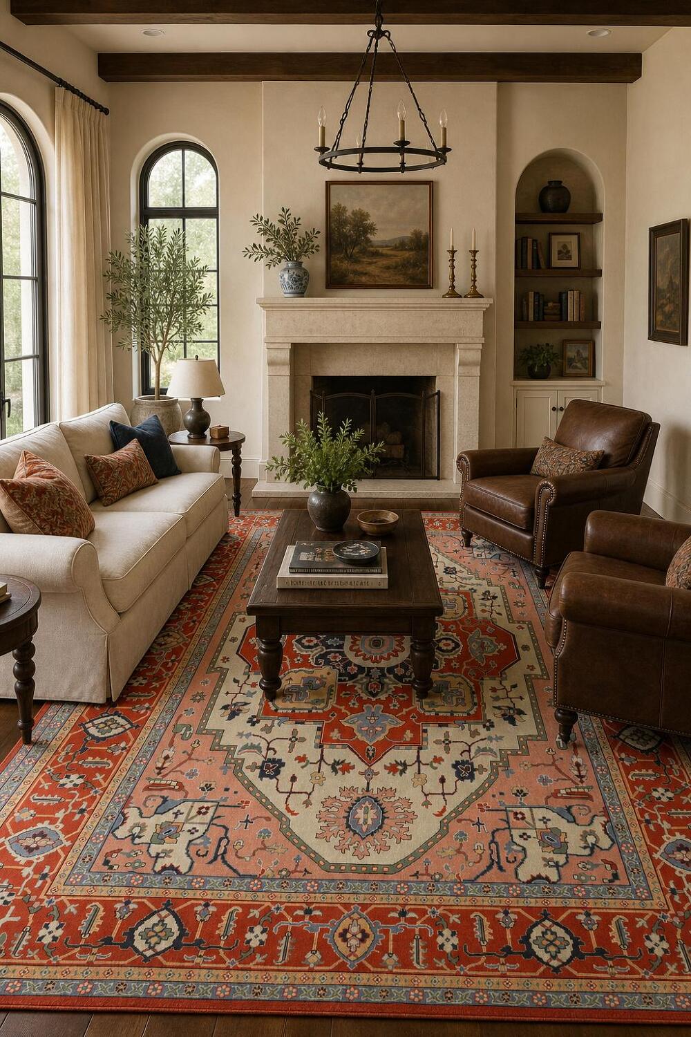 Geometric Heriz Serapi Vegetable Dye Area Rug 9x12