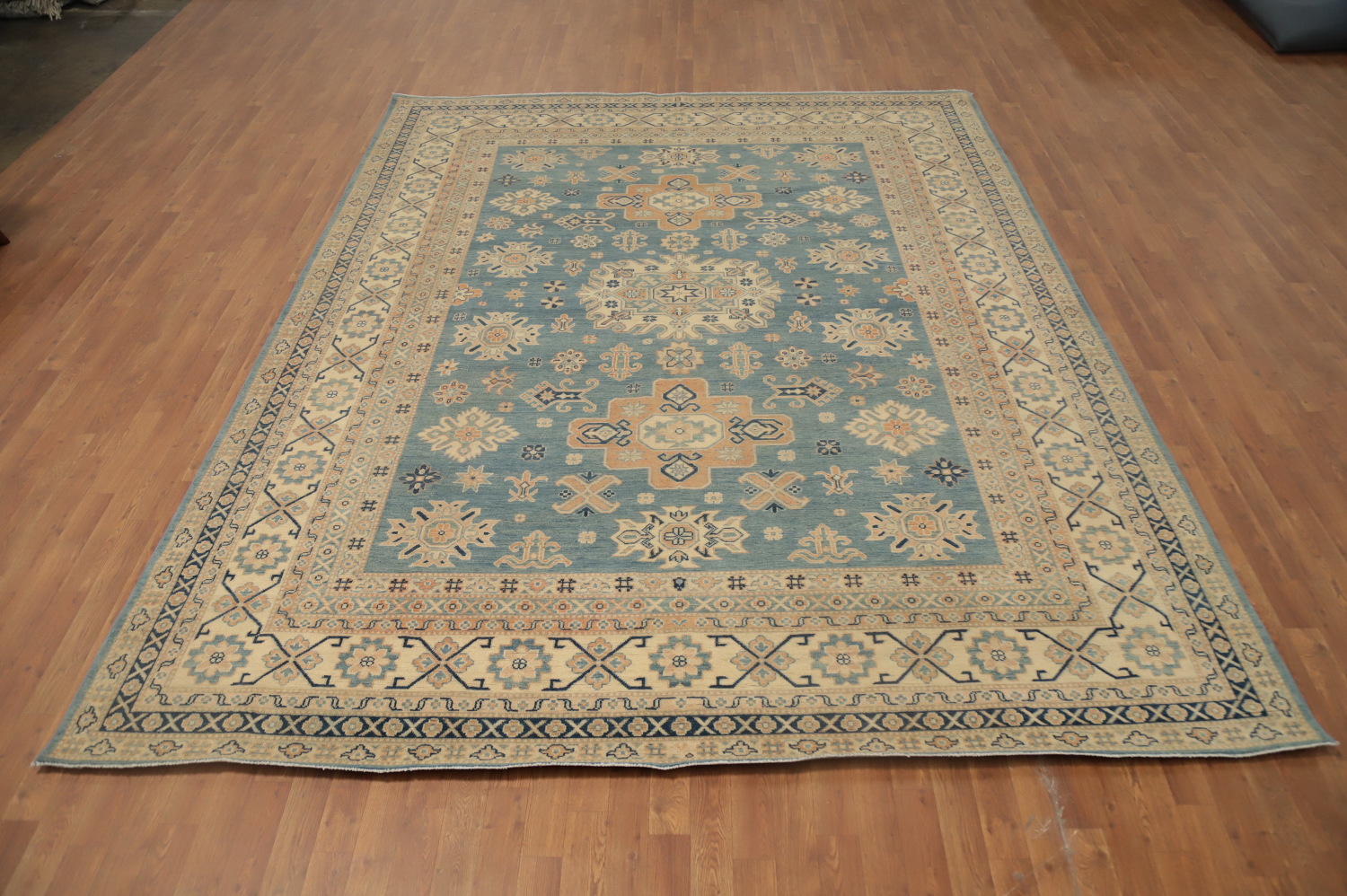 Handmade Blue Kazak Vegetable Dye Area Rug 9x11