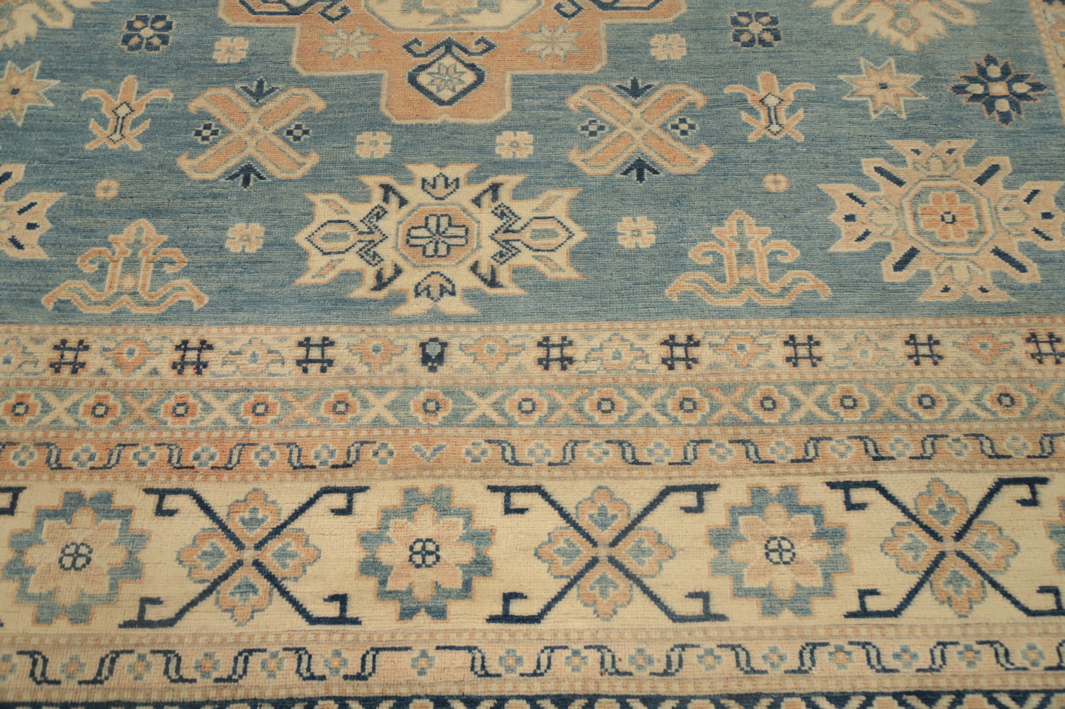 Handmade Blue Kazak Vegetable Dye Area Rug 9x11