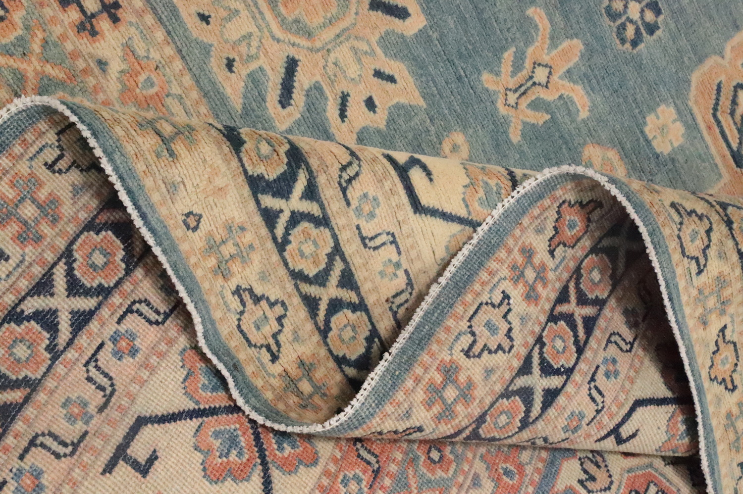 Handmade Blue Kazak Vegetable Dye Area Rug 9x11