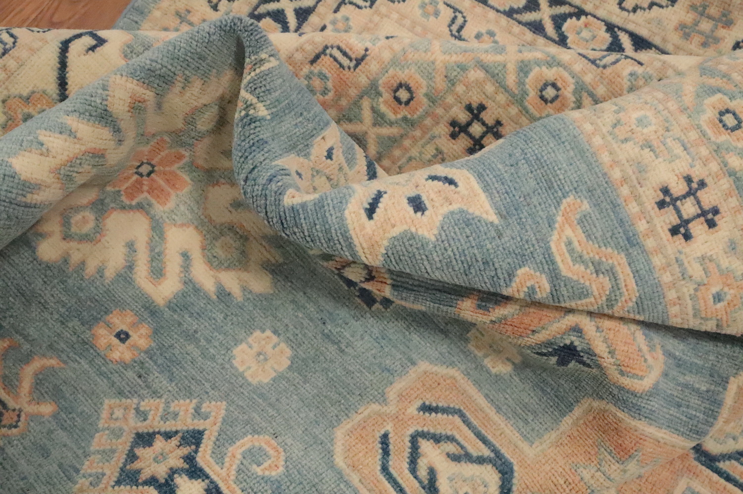 Handmade Blue Kazak Vegetable Dye Area Rug 9x11