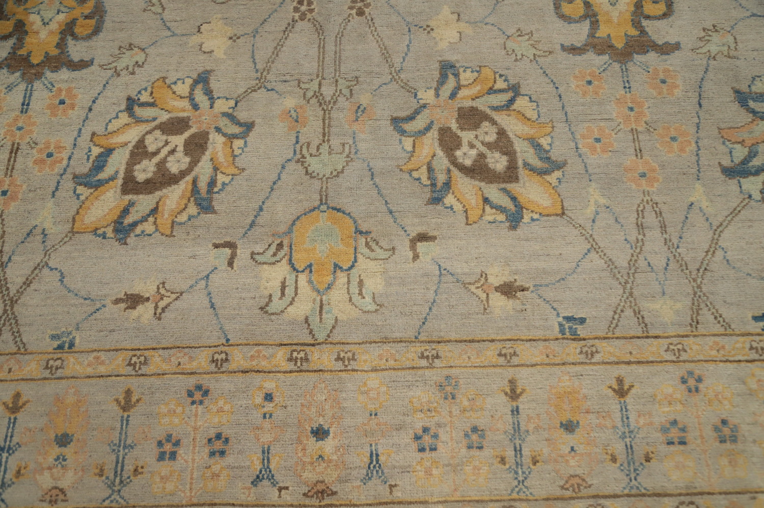 Handmade Floral Kazak Vegetable Dye Area Rug 9x12