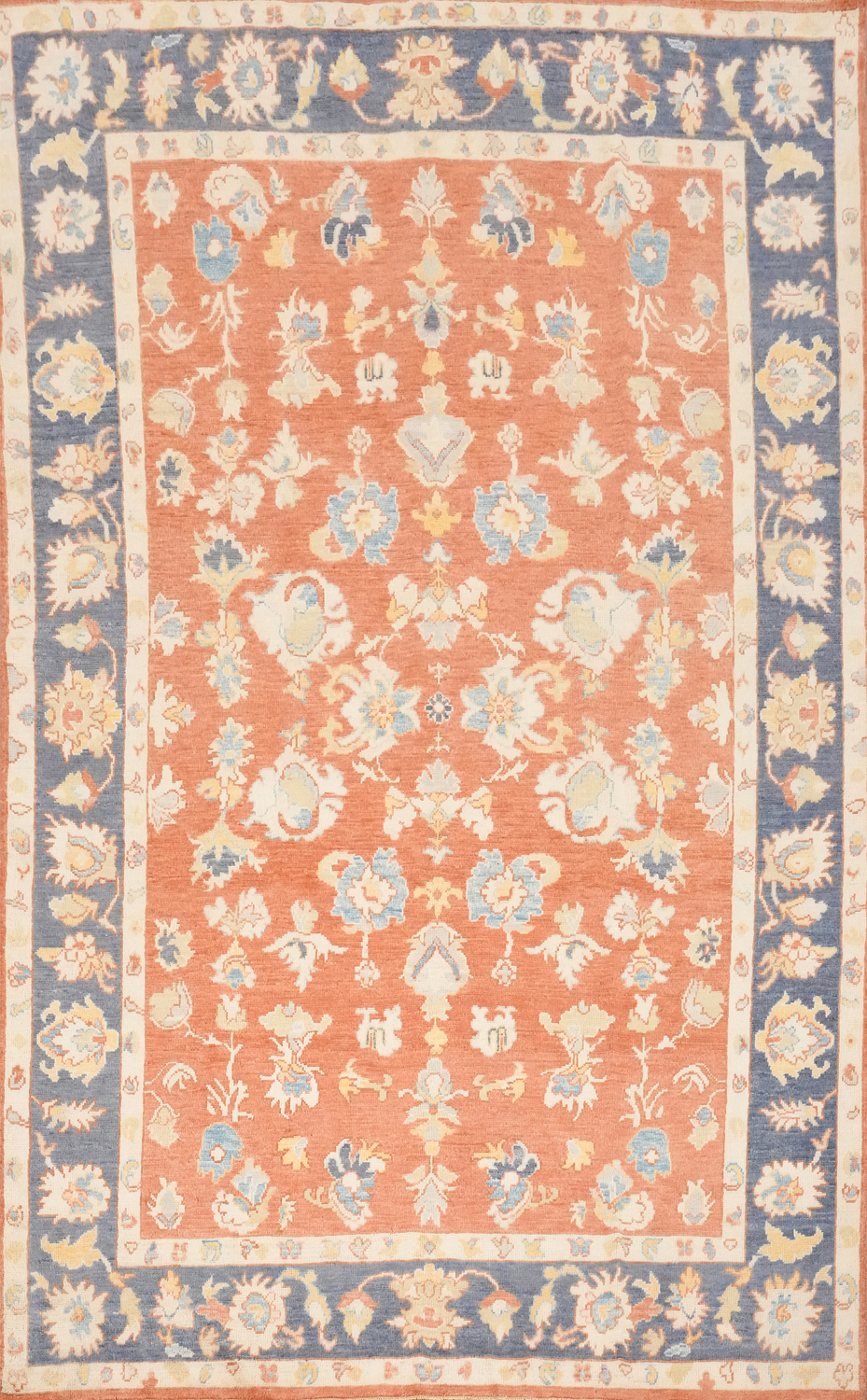 Vegetable Dye Floral Oushak Handmade Area Rug 7x10