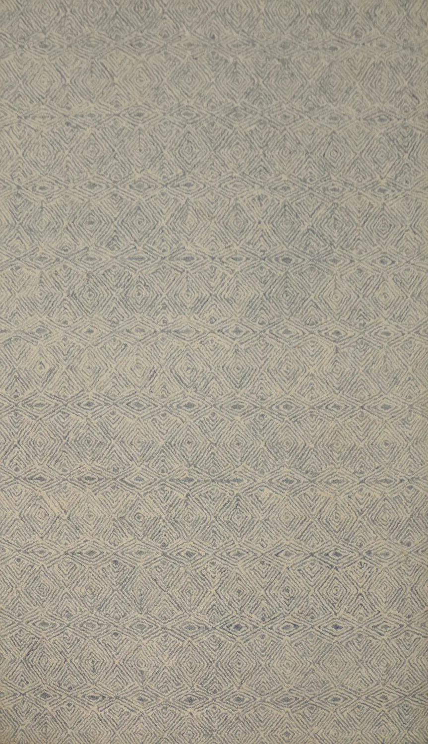 Beige & Blue Modern Wool Area Rug 5x8